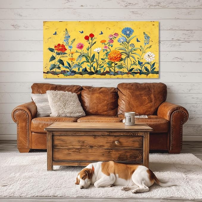 Ggaafet Yellow Flowers Wall Art for Bedroom Canvas Oil Painting Prints Beautiful Bright Floral Blooming Garden Art Deco Pretty Artwork Office Family Dining Room Decor