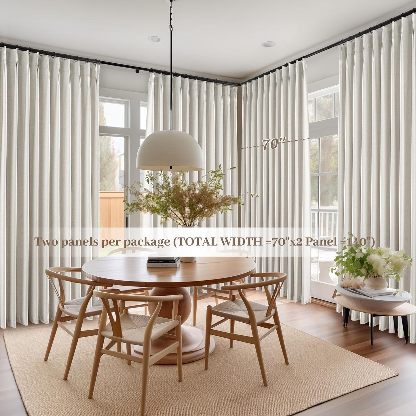 Extra Wide Curtains 70 Inches Wide for Living Room 84 Inch Length 2 Panels, Heavy Duty Pinch Pleated Linen Blackout Sliding Door Window Curtains Thermal Privacy Drapes(70" W x 84" L x 2)