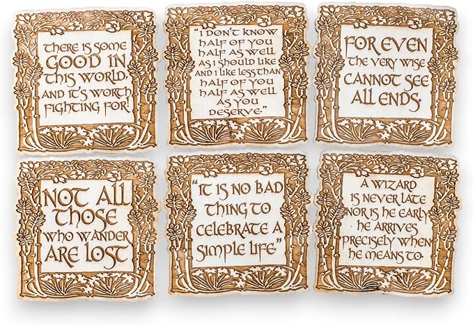 Coasters - Fantasy Quotes Coaster Set of 6 Raw Wood