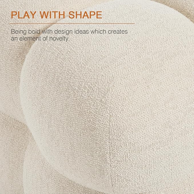 Zesthouse Square Pouf Ottoman, Modern Vanity Chair Backless for Bedroom, Beige Linen Stool Seat Foot Rest, Upholstered Poofy Footstool for Couch, Fabric Ottoman Coffee Table for Living Room
