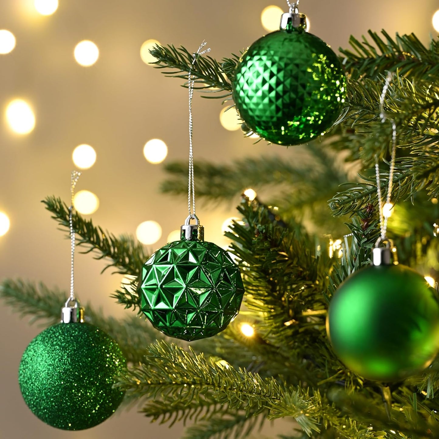 Valery Madelyn Christmas Tree Decorations Ornament Set for Fall Halloween, 50ct 2 Inches Emerald Green Shatterproof Christmas Ball Ornaments Hanging Xmas Holiday Party Decor