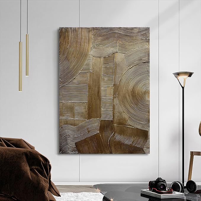 NANKAI Modern Abstract Painting 40x28 Inch Gold Textured Wall Art Deco Painting Frame Art Oil Painting