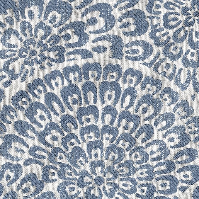 Homepop Home Decor Classic Square Storage Ottoman with Lift Off Lid | Ottoman with Storage for Living Room & Bedroom, Blue and Cream Modern Floral
