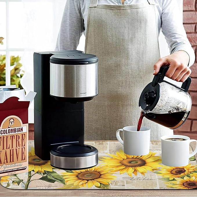 Fun Coffee Mat 19inx12in,Coffee Bar Mat for Countertops,Absorbent Hide Stain Anti-Slip Coffee Bar Accessories Fit Under Coffee Machine Mat,dish Drying Mats for Kitchen