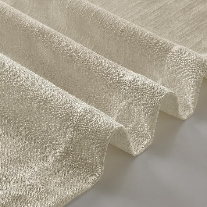 78 Inch Linen Curtains 2 Panels Set Pinch Pleated for Living Room Bedroom Memory Training Shaped Semi Sheer Neutral Beige Tan Flax Burlap Pleat Drapes Hooks Rings Light Filtering Window Curtain
