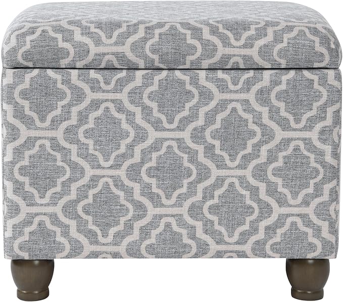 Spatial Order 22" Medium Rectangular Storage Ottoman - Gray Geometric