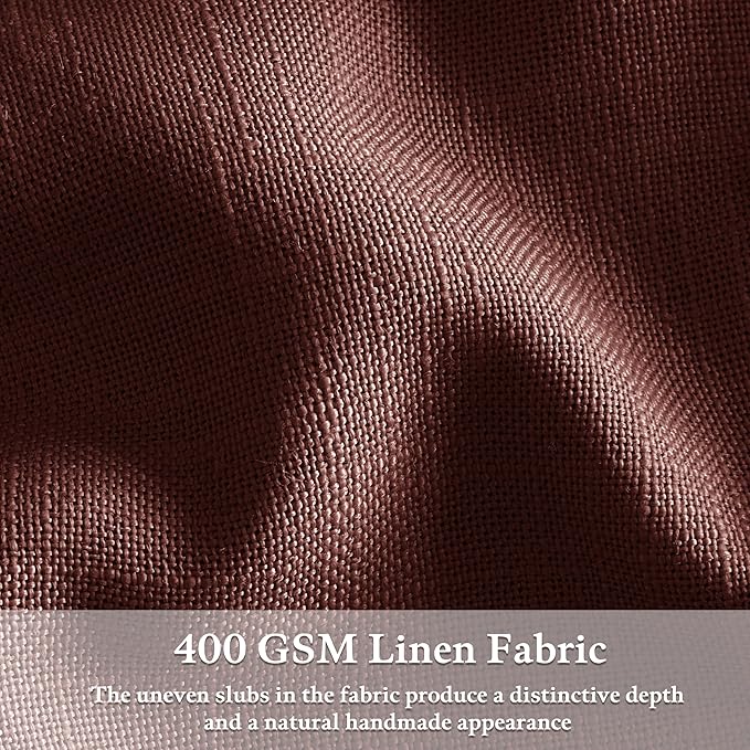 Chestnut Brown Pinch Pleated Linen Curtains 63 Inch Long Country Rustic Memory Training Semi Sheer Pleat Drapes with Hooks Rings 50 Inch Wide Back Tab Curtain 2 Panels Set for Dining Room Bedroom