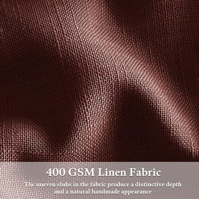 Chestnut Brown Pinch Pleated Linen Curtains 84 Inches Length Light Filtering Back Tab Red Brick Pleat Curtain for Living Room Bedroom 84 Inch Long 2 Panels Memory Trained Window Drapes with Rings