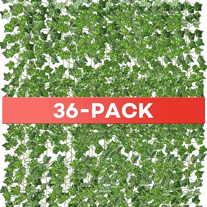 Alotiki Fake Vines, 36 Pack 252 Feet Artificial Ivy Garland Vines for Bedroom Decor, Hanging Vines for Party Wedding Christmas Decoration,Fake Leaves for Outdoor Patio Garden