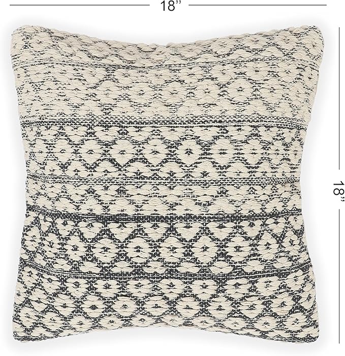 REDEARTH · Tufted Throw Pillow Cushion Covers - Boho Textured Woven Decorative Cases Set for Couch - Sofa - Bed - Farmhouse - Chair - Patio - Outdoor - car - 100% Cotton (18x18 ; Dark Gray) Pack of 2