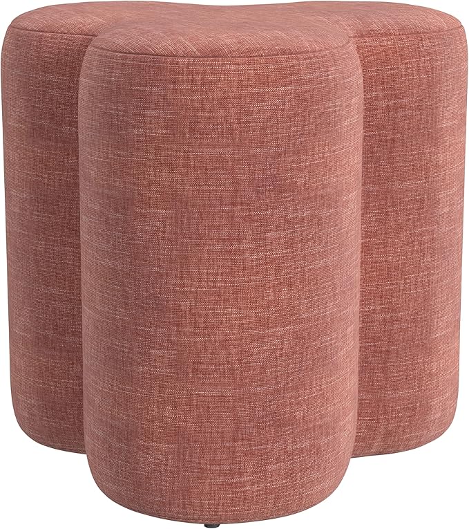 HomePop Upholstered Clover Shaped Ottoman (No Lid, Seat Only) | HomePop Home Décor | Foot Rest Pouf – Pink Chenille