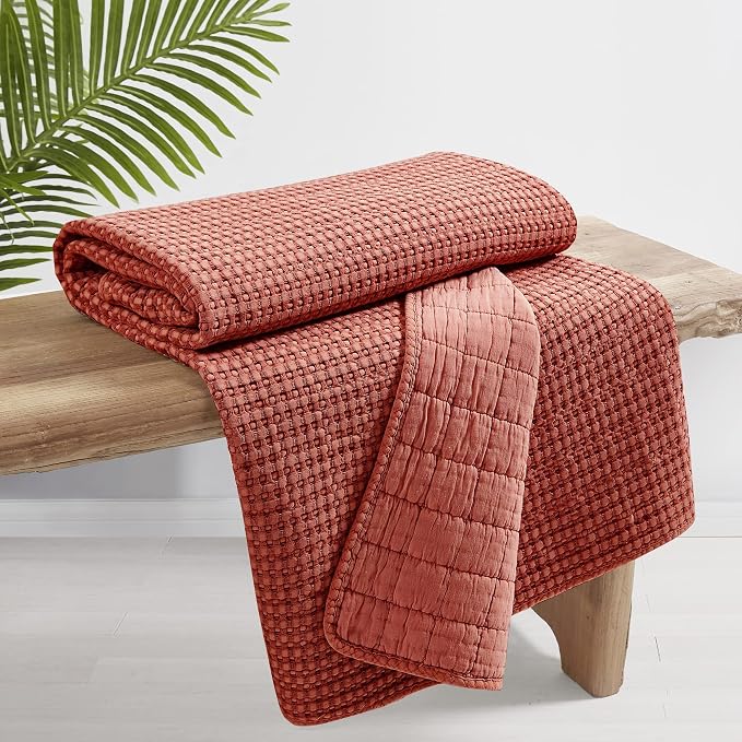 Levtex Home - Mills Waffle - Throw - Adobe Cotton Waffle - Throw Size 50 x 60in.
