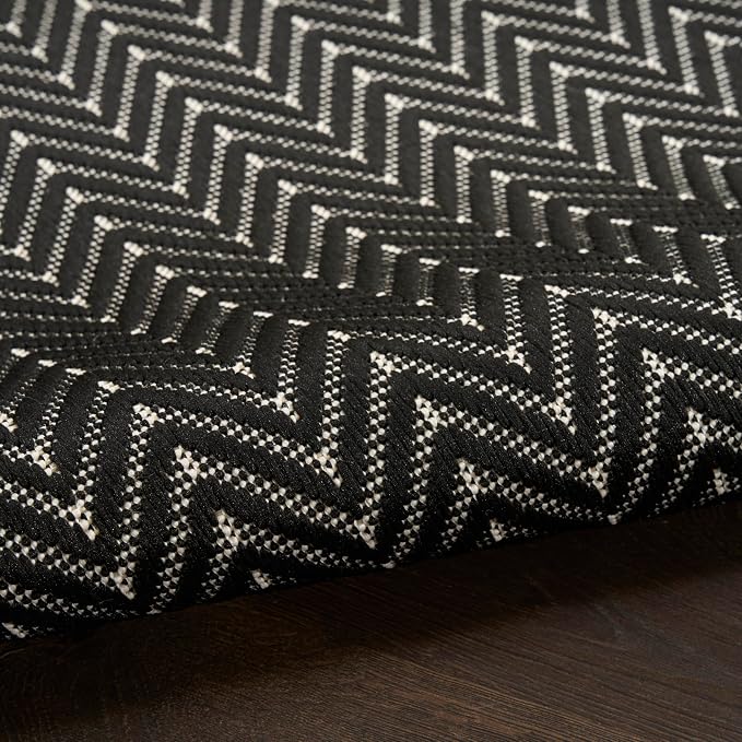 Nourison Home Horizon Indoor/Outdoor Black 4' x 6' Area Rug - Easy Clean, Non Shedding, Bed Room, Living Room, Dining Room, Kitchen (4' x 6')