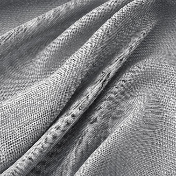 MIULEE Grey Linen Curtains 72 Inch Length for Bedroom Living Room, Soft Thick Linen Textured Window Drapes Gray Semi Sheer Light Filtering Back Tab Rod Pocket Burlap Look Decor, 2 Panels