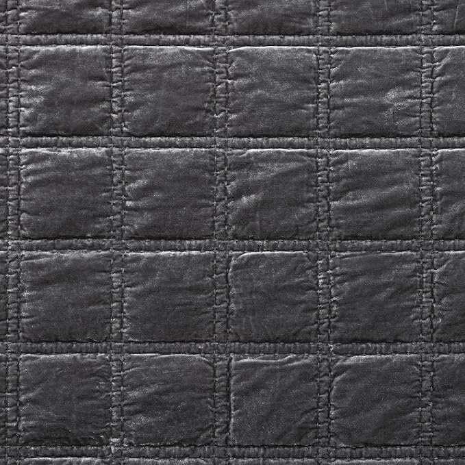HiEnd Accent Stella Faux Silk Velvet Double Box Stitch 3 Piece Quilt Set, Full Queen Size, Slate Solid Color, Classic Chic Modern Rustic Elegant Bedding Set, Lightweight Bed Set