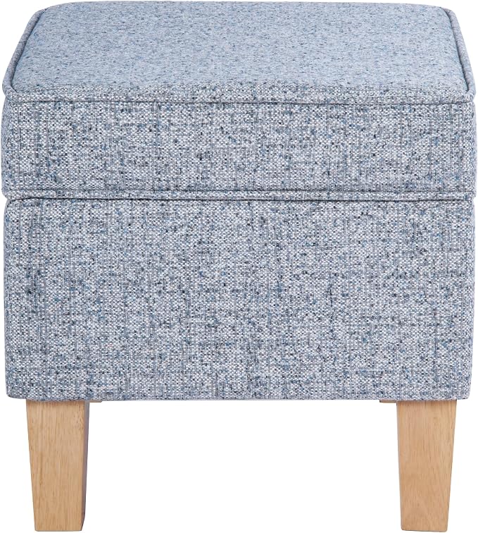 HomePop 22" Medium Tufted Storage Ottoman - Blue Gray Woven Fabric