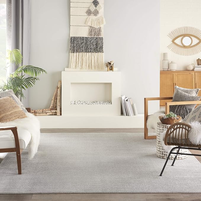 Nourison Home Nourison Essentials Silver Grey 8' x 11' Area Rug - Easy Clean, Non Shedding, Bed Room, Living Room, Dining Room, Kitchen (8' x 11')