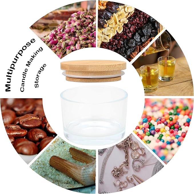 MILIVIXAY 20 Pack 4 OZ Clear Glass Candle Jars with Lids and Candle Making Kits - Bulk Wide Mouth Small Empty Candle Jars for Making Candles - Spice, Powder Containers.
