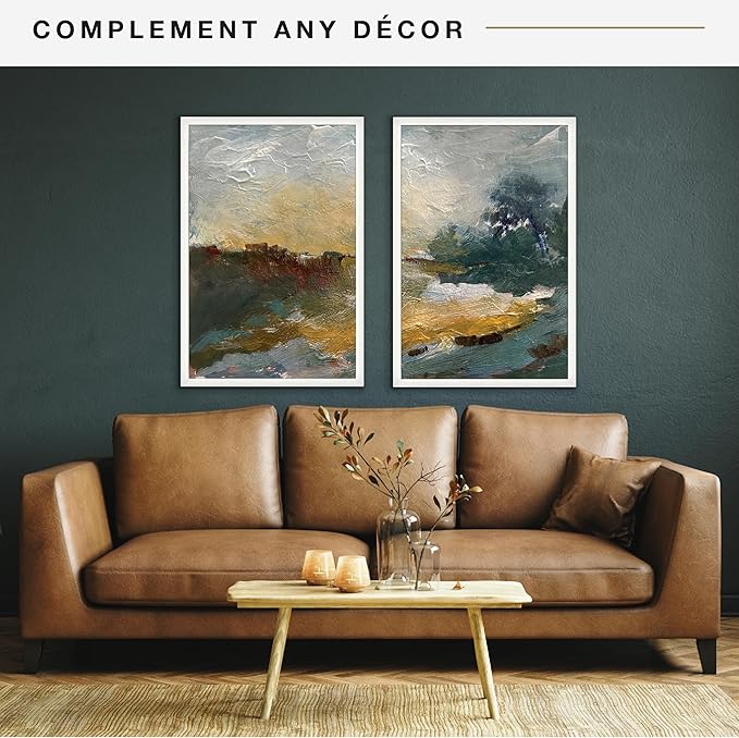 MCS Studio Gallery 24x36 Poster Frame White Woodgrain Engineered Wood, Vertical & Horizontal Wall Hanging Large Picture Frame for Photos, Posters & Art Prints (2-Pack)