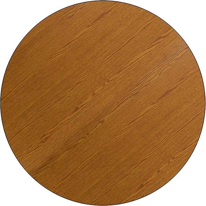 Flash Furniture Wren 42'' Round Oak Thermal Laminate Activity Table - Height Adjustable Short Legs