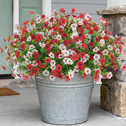 INXUGAO Artificial Fake Flowers Plants for Outdoor Spring Summer Decor, 12 Bundles Faux Silk Flowers for Outdoor Outside Planter Colorful Daisy UV Resistant Look Real for Front Door Porch Patio Yard