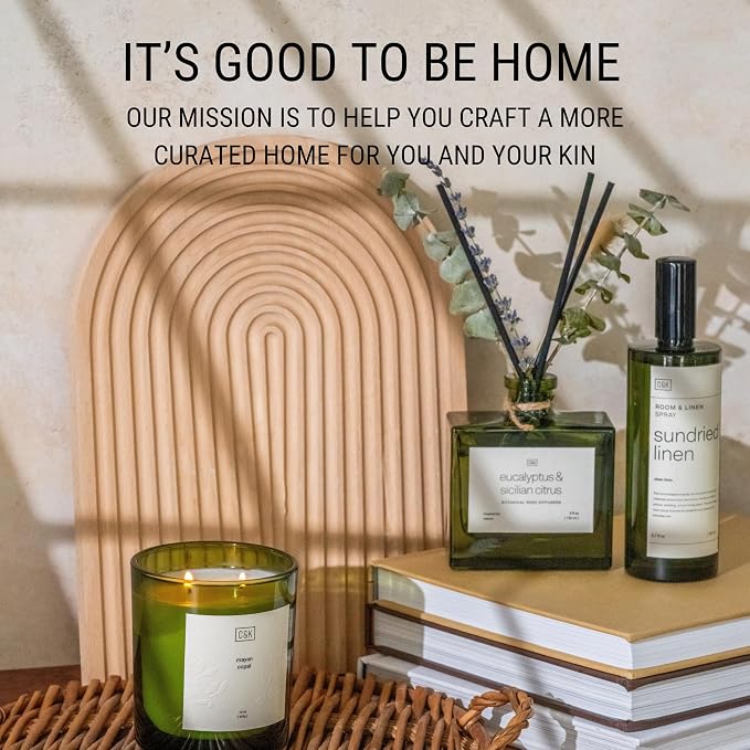 Craft & Kin Premium Mayan Copal Reed Diffuser – 3.4 oz Natural Essential Oil Diffuser for Home & Bathroom – Long-Lasting Fragrance with Rattan Scent Sticks – Green Glass Room Decor