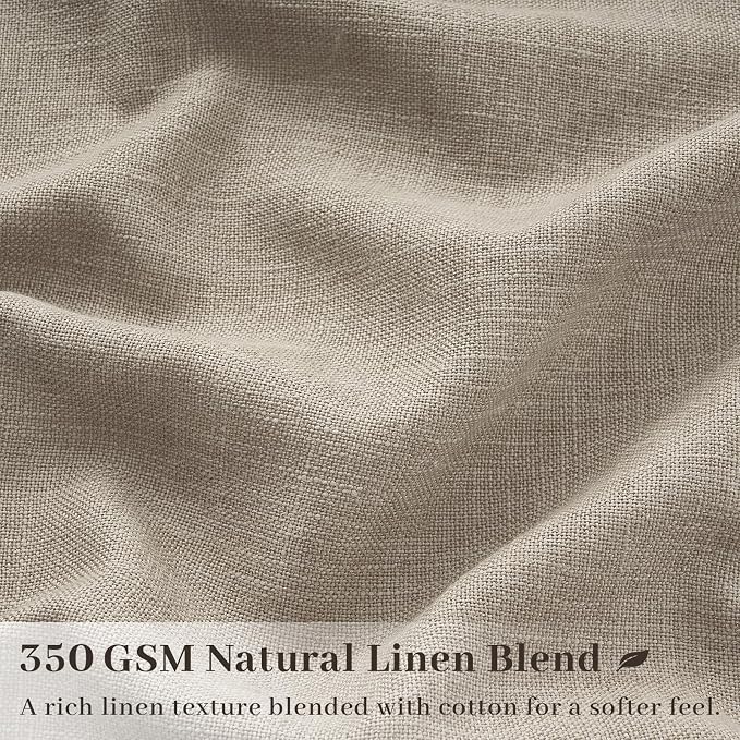 Pinch Pleated Curtains for Living Room 2 Panels Rustic Farmhouse Burlap Thick Linen Textured Light Filtering Pinch Pleat Drapes Back Tab Semi Sheer Window Curtain 90 Inch Long Taupe
