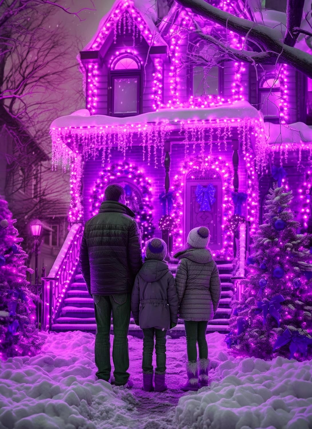 Brightown 2-Pack 400LED 170FT Total Halloween Solar Outdoor Lights IP65 Waterproof Solar Powered Lights with 8 Lighting Modes for Party Garden Yard Home Holiday Tree Decoration Lighting,Purple