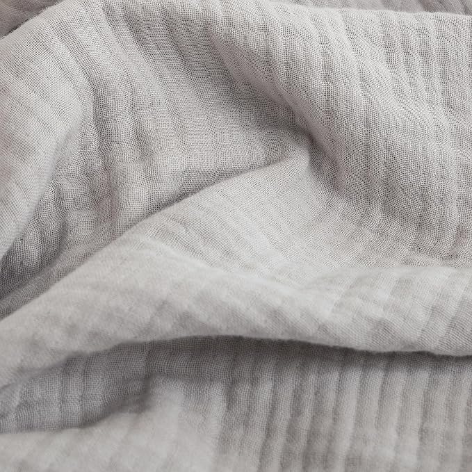 FOSSA Muslin Blanket 4-Layer 100% Cotton Gauze Blanket with Fringe 50"x60" | Super Soft Breathable Lightweight All Season & Decorative Blanket or Bed, Sofa, Office (Grayish,Throw)