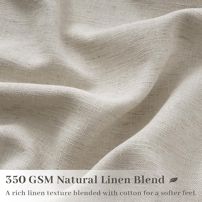 Oatmeal Linen Pinch Pleated Curtains 92 Inches Long for Living Room 2 Panel Set Cottage Core Cream Ivory Flax Double Pleated Drapes Back Tab Floor to Ceiling Semi Sheer Curtains for Dining Bedroom