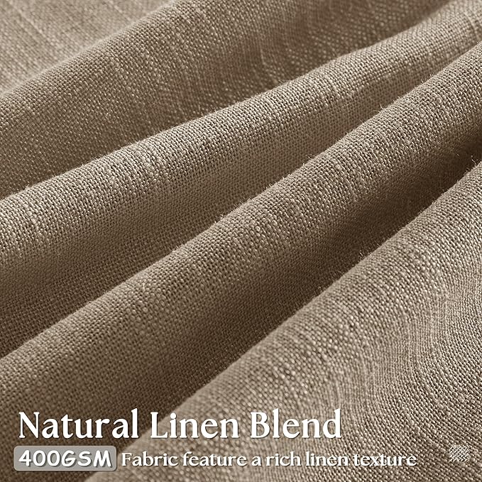 Pinch Pleated Linen Curtains 94 Inches Long for Living Room 2 Panel Set Light Filtering Pinch Pleat Hooks Rings Back Tab Neutral Boho Farmhouse 94 Inch Drapes for Bedroom Window Light Brown Latte