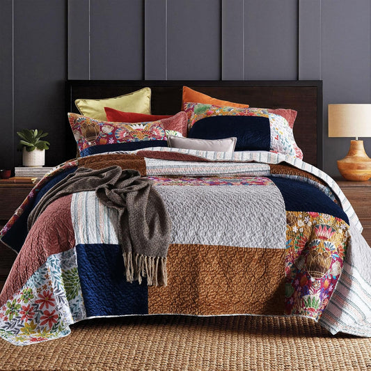 Secgo King Size Comforter Set- 100% Cotton Quilt King Size Set, Green, Sage bedspreads (96 * 108 Inch) with 2 Pillow Shams, Patchwork Reversible Lightweight Bedding