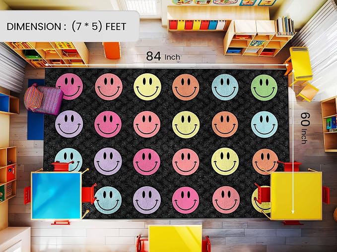 OLEEK Large Classroom Rug Elementary 5x7 - (Washable) Classroom Rugs for Kids Room - Classroom Carpet Elementary - Kids playroom Rug 5 x 7 - Preschool Rugs for Classroom - Schoolgirl Classroom Decor