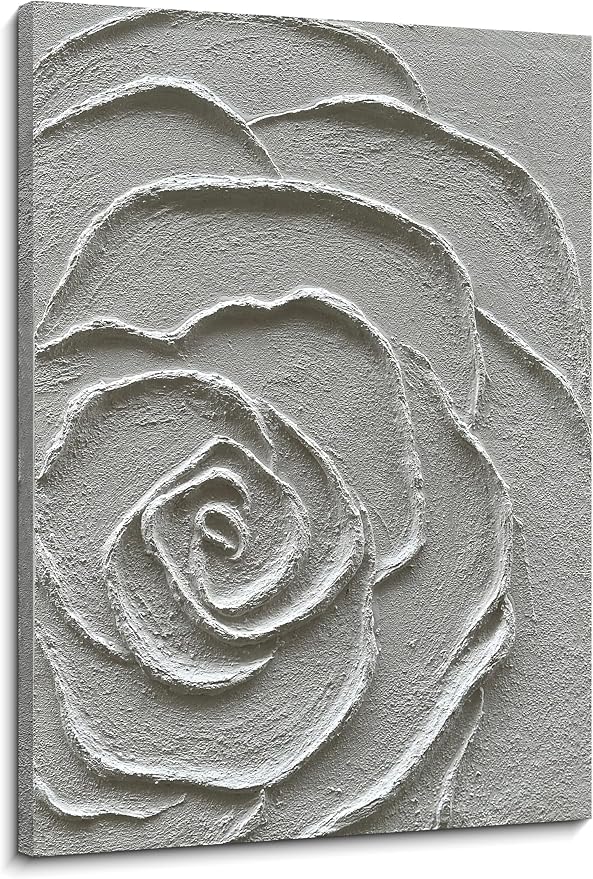 NANKAI Art Contemporary Minimalist Texture Abstract Oil Painting White Flower Texture Painting Minimalist Art 40x28 Inch Home Wall Decoration
