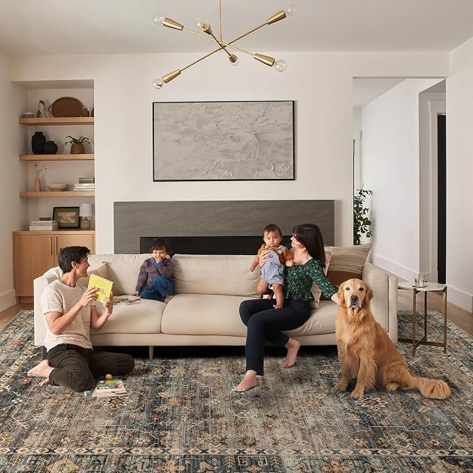Ruaruarug Washable Area Rug 8x10 for Living Room, Bedroom, Ultra Soft Non Slip Stain & Fade Resistant, Pet & Kids Friendly, Suitable for High Traffic Areas Easy to Clean for Office Kitchen, Camel