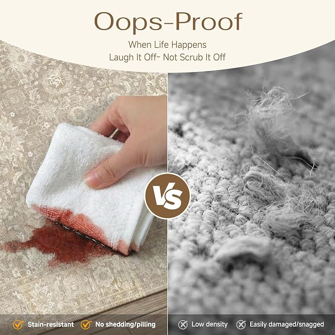 HUGEAR Area Rugs 5x7 Beige Washable Rug for Living Room Bedroom Neutral Vintage Rug Carpet Distressed Soft Durable Non Slip No Shedding for Indoor Dining Nursery Farmhouse