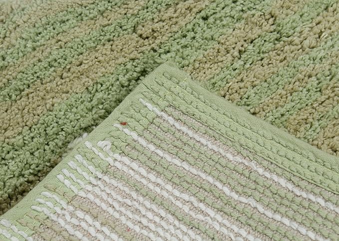 Home Weavers 100% Cotton Gradiation Collection Bathroom Décor | Washable Rug | Bathroom Mat | Kitchen Mat | Bathroom Rug Set | Bath Mat Set | Bath Floor Mat Non Slip, 5 Piece Set with Contour, Sage