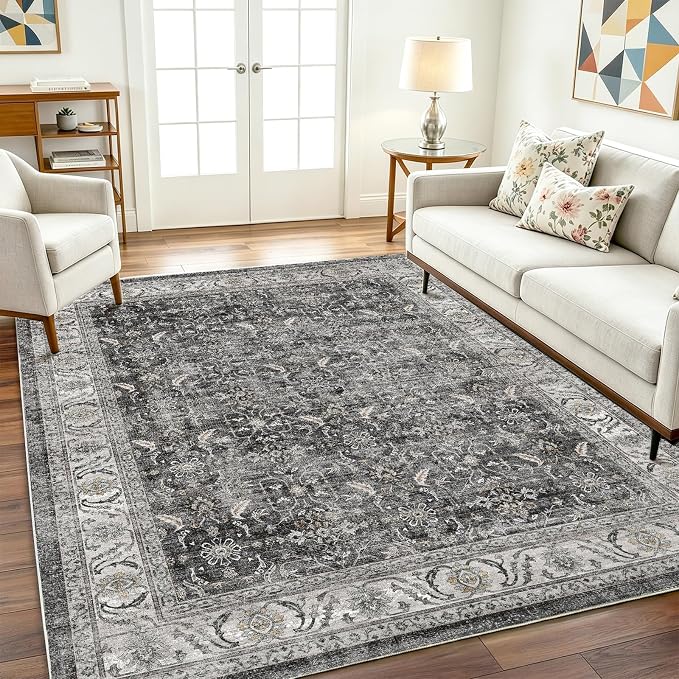 CHAMPLANT Washable Area Rug 10'x14' Boho Design Non-Shedding Easy Care Ideal for High Traffic Areas in Living Room Bedroom Office Coffee Table Kitchen Large Carpet