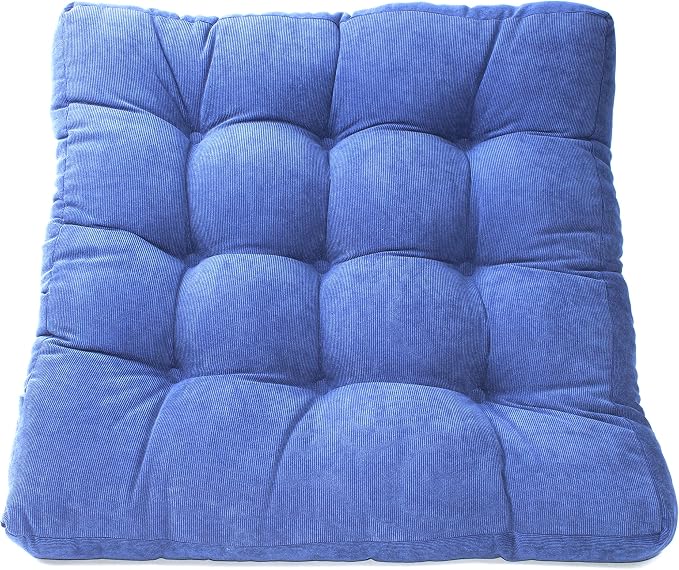 LANITI 24” Inch Extra Large Floor Cushions Tufted Floor Pillow for Adults Square Meditation Ultimate Comfort Oversized Pillows for Floor Cushion (Aqua)