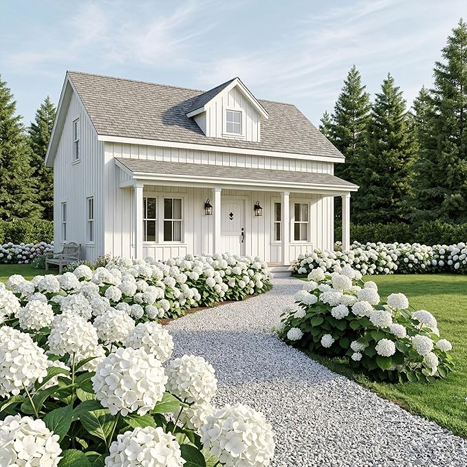 Ivydale Artificial Flowers for Outdoors, 4 PCS White Fake Silk Hydrangea Flower Stems for Bouquets UV Resistant Realistic Faux Plants Home Outdoor Wedding Party Centerpieces Decor