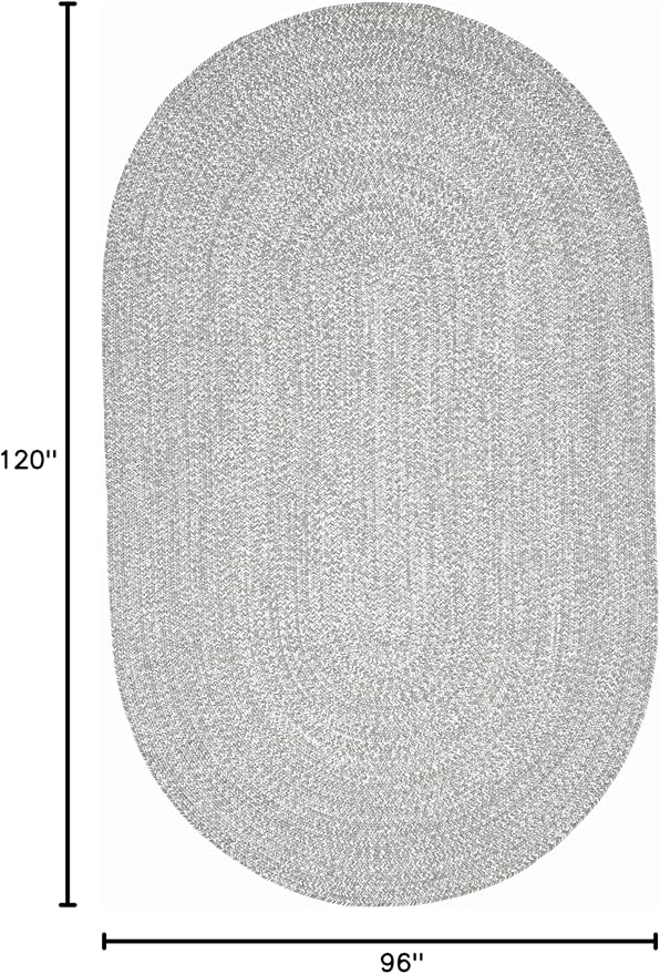 Superior Indoor/Outdoor Area Rug, Dual-Tone Reversible Braided Floor Decor for Patio, Front Porch, Entryway, Living Room, Office, Nursery, Artistic Home, 8' x 10', Canvas-White