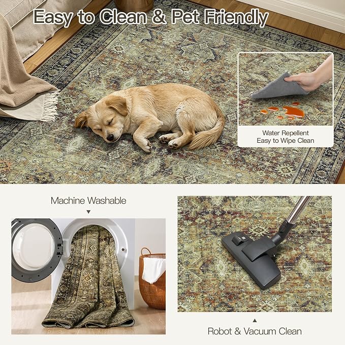 Lofus 3x5 Area Rug for Entryway,Brown Non Slip Area Rugs for Kitchen, Washablee Soft Rugs for Bedroom, Living Room, Tool Room Nursery Room Decor