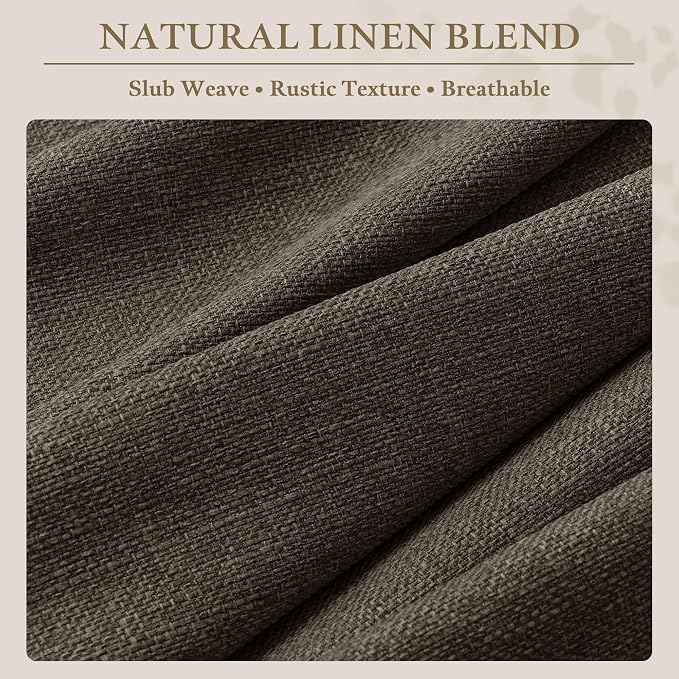92 Inch Chocolate Brown Pinch Pleated Linen Curtains 2 Panels for Living Room Bedroom Luxury Modern Pinch Pleat with Hooks Rings Back Tab Light Filtering Semi Sheer Pleated Drapes 92 Inch Length