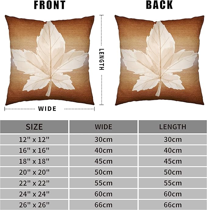 Thanksgiving Maple Leaf Pillow Cover Fall Leaves Throw Pillow Covers 16x16 Set of 2 Autumn Decorative Pillow Cases Brown Cotton Linen Farmhouse Pillow Covers for Patio Living Room Home Decor