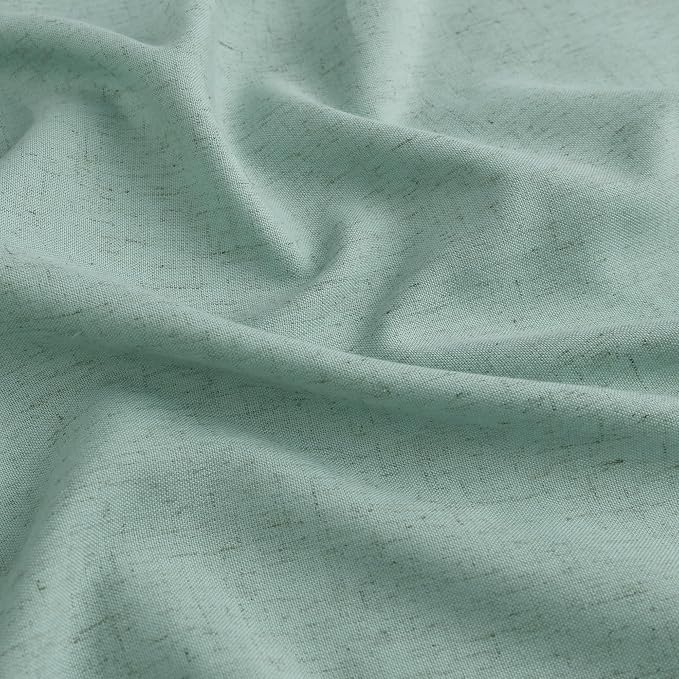 Guken Aqua Green Pinch Pleated Linen Curtains 84 Inches Long 2 Panels Elegant Modern Farmhouse Boho Window Curtain for Living Room Bedroom Semi Sheer Back Tab Draps with Hooks Rings Aesthetic Decor