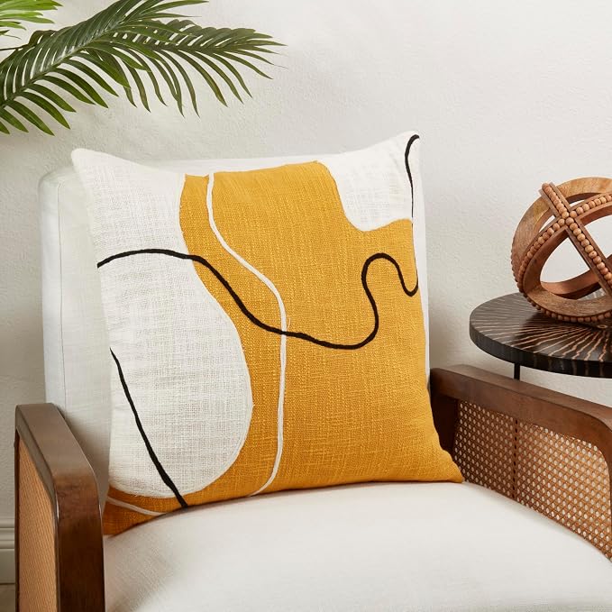 SARO LIFESTYLE Artistic Ambiance Abstract Down Filled Throw Pillow