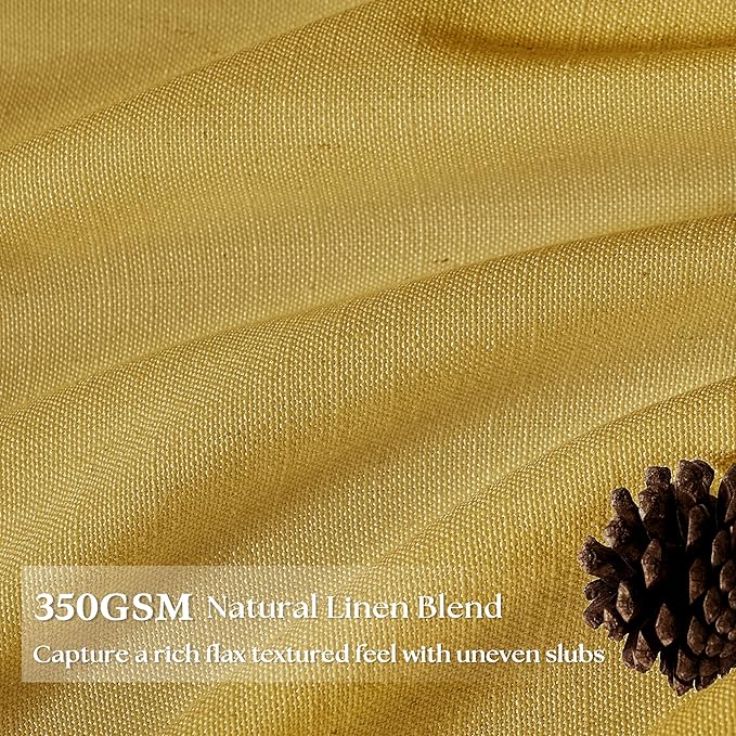 Mustard Yellow Linen Pinch Pleated Curtains 108 Inches Long 2 Panels for Living Room Bedroom Light Filtering Drapes 108 Inch Length Spring Harvest Fall Semi Sheer Memory Trained Ceiling Floor Curtain