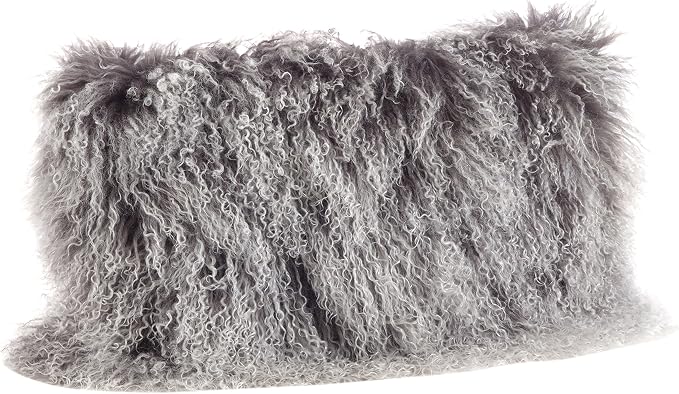 SARO LIFESTYLE Mongolian Lamb Fur Poly Filled Throw Pillow
