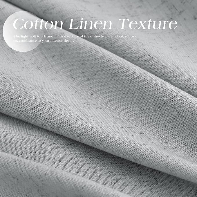 Light Grey Linen Curtains 90 Inches Long for Living Room 2 Panels Sets Grommet Semi Sheer Light Filterinig Bedroom Window Panels Neutral Tone Modern Minimalist Room Decor Privacy Curtain Drapes 52x90