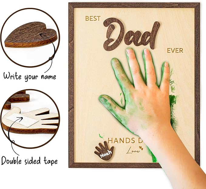 10" Gifts for Dad from Kids Custom fathers day Best Dad Ever gifts Hands down sign - Personalized Fathers Day Dads Gift from kids daughter son, First fathers day Daddy gift for new dad / Birthday